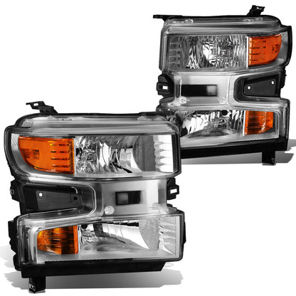 FAROS 19-21 CHEVROLET SILVERADO 1500 - FITS WT/CUSTOM/CUSTOM TRAIL BOSS MODEL ONLY - EXCLUDES LED HEADLIGHT MODELS - ONLY FITS MODELS WITH FACTORY HALOGEN HEADLIGHTS - OE STYLE - CHROME HOUSING / AMBER CORNER - H11 LOW BEAM / 9005 HIGH BEAM