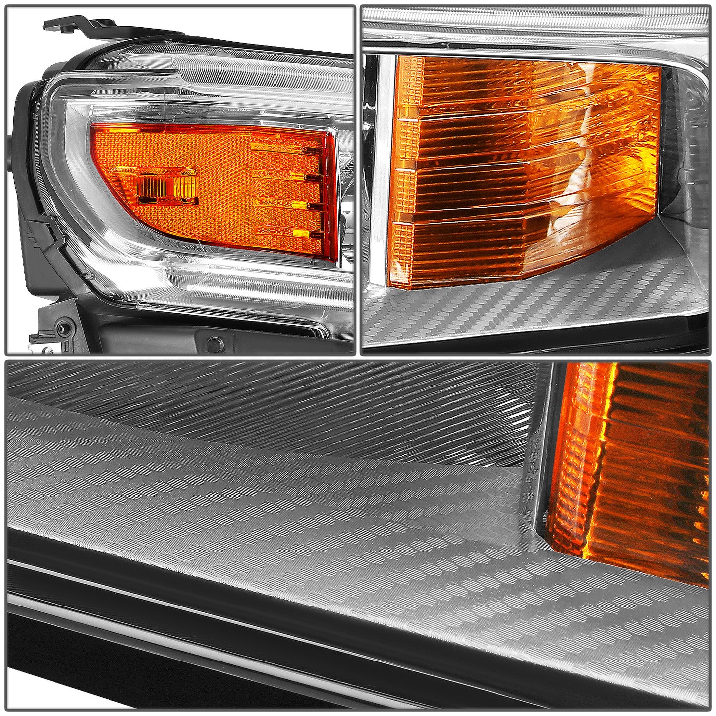 FAROS 19-21 CHEVROLET SILVERADO 1500 - FITS WT/CUSTOM/CUSTOM TRAIL BOSS MODEL ONLY - EXCLUDES LED HEADLIGHT MODELS - ONLY FITS MODELS WITH FACTORY HALOGEN HEADLIGHTS - OE STYLE - CHROME HOUSING / AMBER CORNER - H11 LOW BEAM / 9005 HIGH BEAM