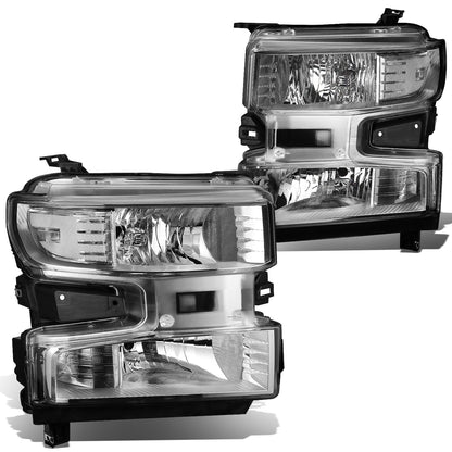 FAROS 19-21 CHEVROLET SILVERADO 1500 - FITS WT/CUSTOM/CUSTOM TRAIL BOSS MODEL ONLY - EXCLUDES LED HEADLIGHT MODELS - ONLY FITS MODELS WITH FACTORY HALOGEN HEADLIGHTS - OE STYLE - CHROME HOUSING / CLEAR CORNER - H11 LOW BEAM / 9005 HIGH BEAM