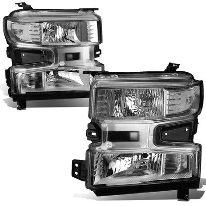 FAROS 19-21 CHEVROLET SILVERADO 1500 - FITS WT/CUSTOM/CUSTOM TRAIL BOSS MODEL ONLY - EXCLUDES LED HEADLIGHT MODELS - ONLY FITS MODELS WITH FACTORY HALOGEN HEADLIGHTS - OE STYLE - CHROME HOUSING / CLEAR CORNER - H11 LOW BEAM / 9005 HIGH BEAM
