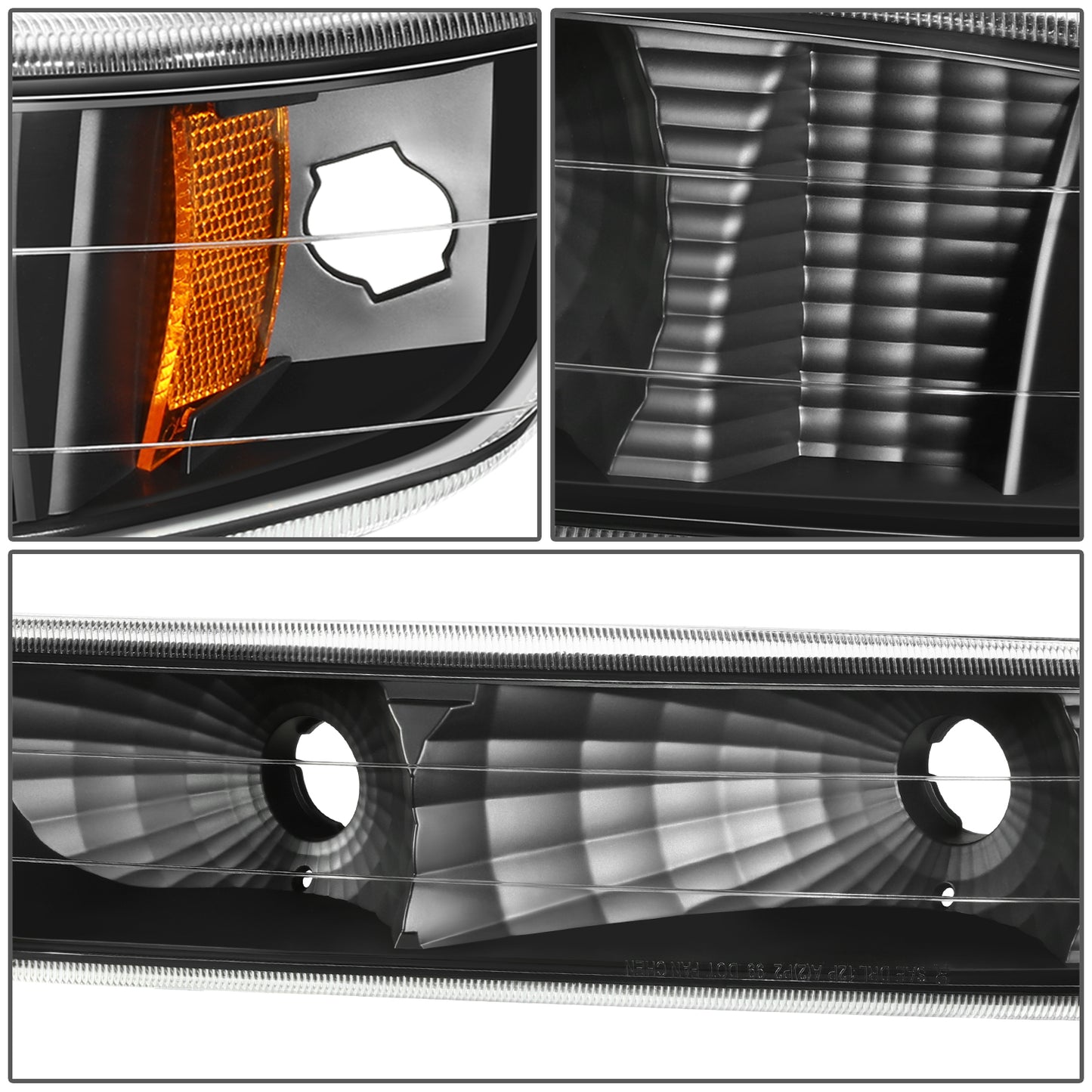 FAROS 99-02 CHEVY SILVERADO/AVALANCHE//WHITE HOOD, YELLOW REVERSE, BLACK BACKGROUND 4P LIGHT WITH BLUE LIGHT BULB