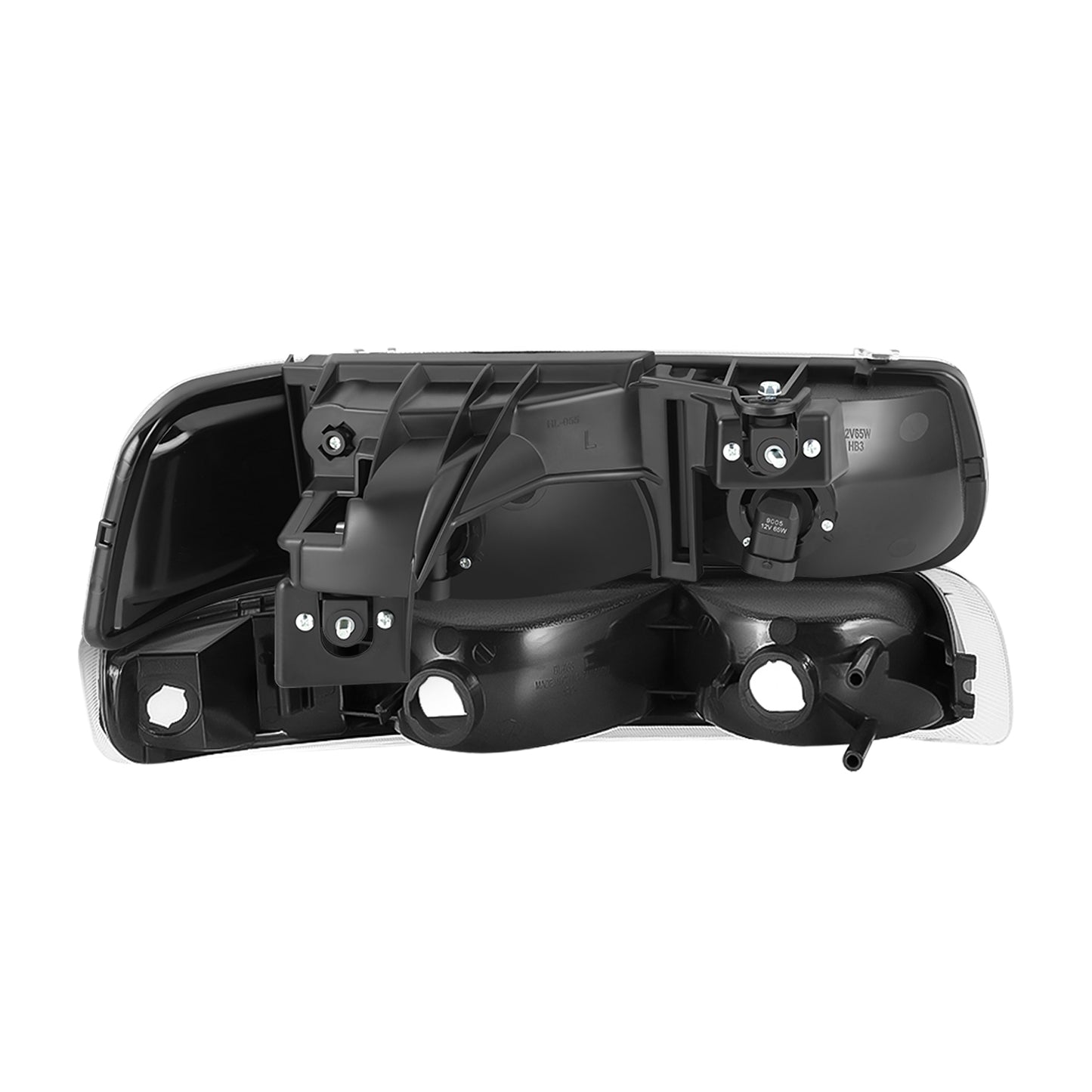 FAROS 99-02 CHEVY SILVERADO/AVALANCHE//WHITE HOOD, YELLOW REVERSE, BLACK BACKGROUND 4P LIGHT WITH BLUE LIGHT BULB