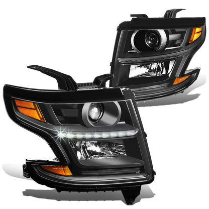 FAROS 15-17 CHEVY SUBURBAN , TAHOE 4-DOOR - PROJECTOR - LED DRL - BLACK HOUSING / AMBER CORNER - H11 LOW BEAM / 9005 HIGH BEAM