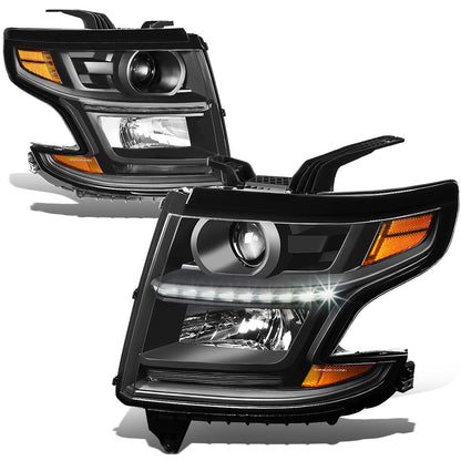 FAROS 15-17 CHEVY SUBURBAN , TAHOE 4-DOOR - PROJECTOR - LED DRL - BLACK HOUSING / AMBER CORNER - H11 LOW BEAM / 9005 HIGH BEAM