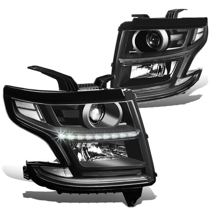 FAROS 15-17 CHEVY SUBURBAN , TAHOE 4-DOOR - PROJECTOR - LED DRL - BLACK HOUSING / CLEAR CORNER - H11 LOW BEAM / 9005 HIGH BEAM