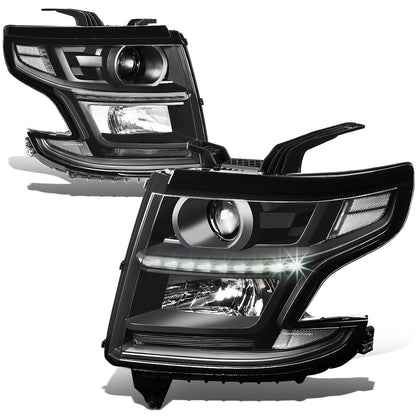 FAROS 15-17 CHEVY SUBURBAN , TAHOE 4-DOOR - PROJECTOR - LED DRL - BLACK HOUSING / CLEAR CORNER - H11 LOW BEAM / 9005 HIGH BEAM