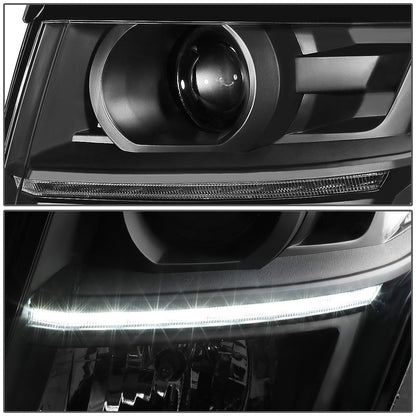 FAROS 15-17 CHEVY SUBURBAN , TAHOE 4-DOOR - PROJECTOR - LED DRL - BLACK HOUSING / CLEAR CORNER - H11 LOW BEAM / 9005 HIGH BEAM