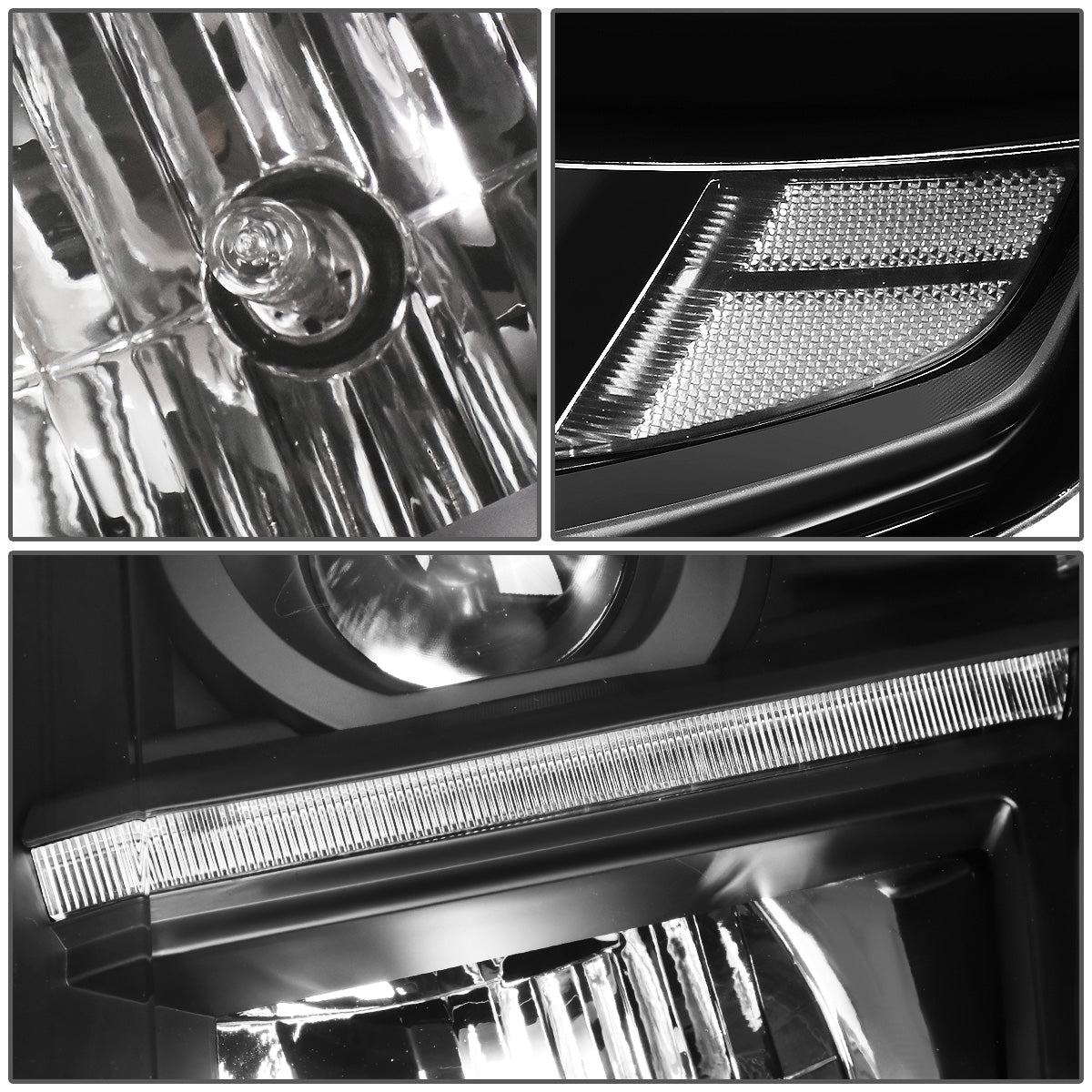 FAROS 15-17 CHEVY SUBURBAN , TAHOE 4-DOOR - PROJECTOR - LED DRL - BLACK HOUSING / CLEAR CORNER - H11 LOW BEAM / 9005 HIGH BEAM