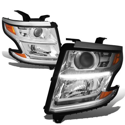 FAROS 15-17 CHEVY SUBURBAN , TAHOE 4-DOOR - PROJECTOR - LED DRL - CHROME HOUSING / AMBER CORNER - H11 LOW BEAM / 9005 HIGH BEAM