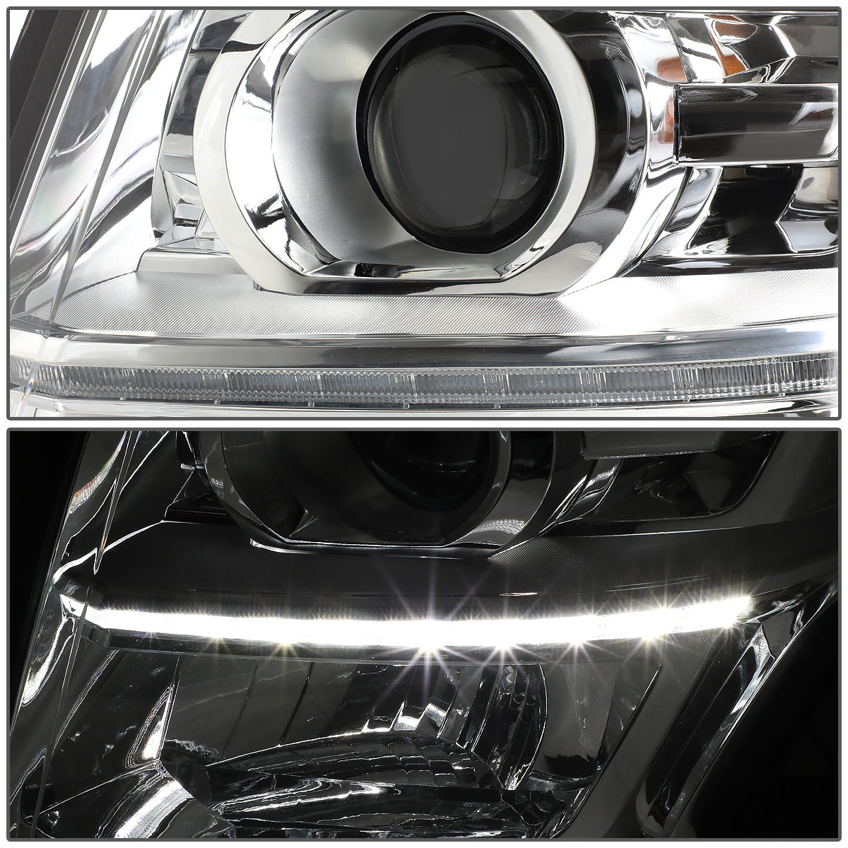 FAROS 15-17 CHEVY SUBURBAN , TAHOE 4-DOOR - PROJECTOR - LED DRL - CHROME HOUSING / AMBER CORNER - H11 LOW BEAM / 9005 HIGH BEAM