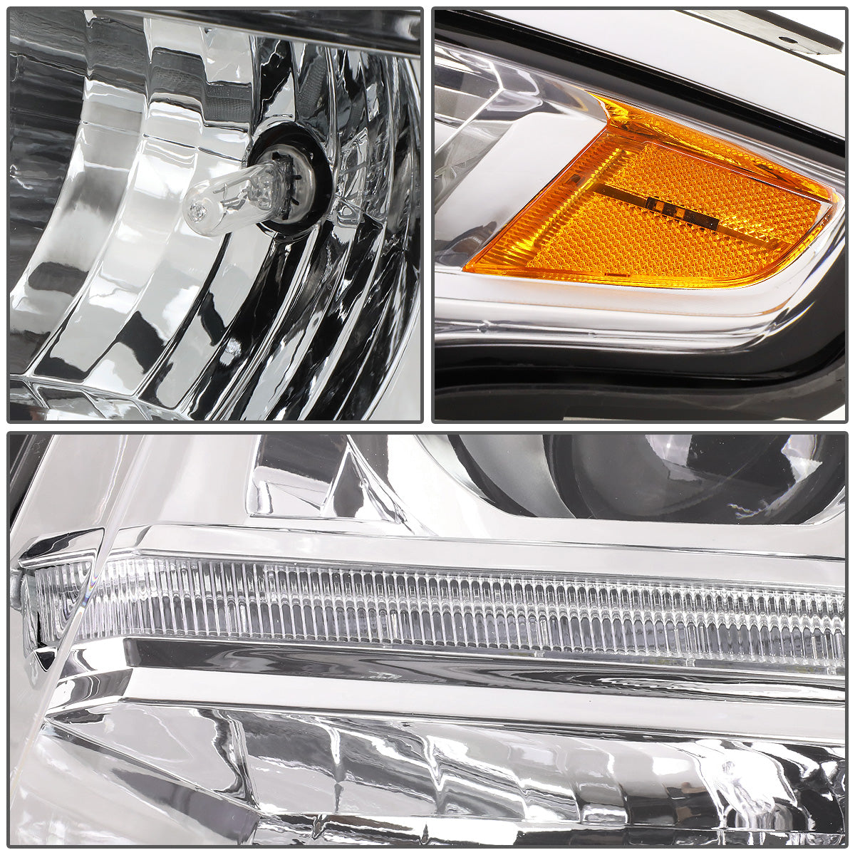 FAROS 15-17 CHEVY SUBURBAN , TAHOE 4-DOOR - PROJECTOR - LED DRL - CHROME HOUSING / AMBER CORNER - H11 LOW BEAM / 9005 HIGH BEAM