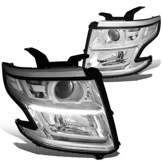FAROS 15-17 CHEVY SUBURBAN , TAHOE 4-DOOR - PROJECTOR - LED DRL - CHROME HOUSING / CLEAR CORNER - H11 LOW BEAM / 9005 HIGH BEAM