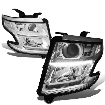 FAROS 15-17 CHEVY SUBURBAN , TAHOE 4-DOOR - PROJECTOR - LED DRL - CHROME HOUSING / CLEAR CORNER - H11 LOW BEAM / 9005 HIGH BEAM