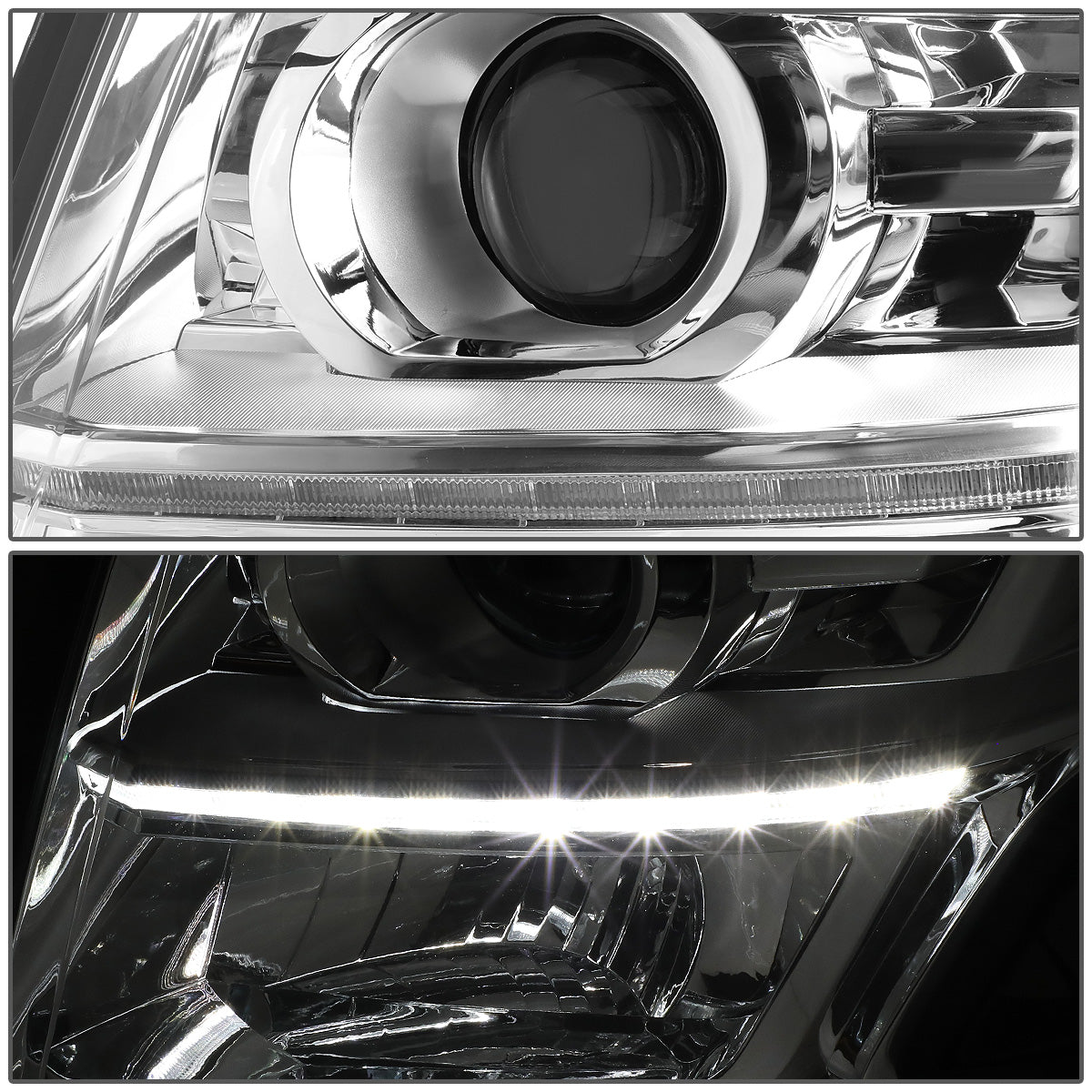 FAROS 15-17 CHEVY SUBURBAN , TAHOE 4-DOOR - PROJECTOR - LED DRL - CHROME HOUSING / CLEAR CORNER - H11 LOW BEAM / 9005 HIGH BEAM