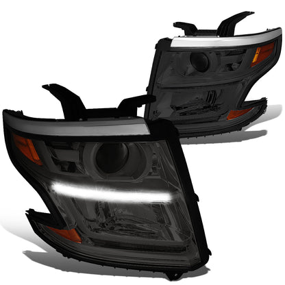 FAROS 15-17 CHEVY SUBURBAN , TAHOE 4-DOOR - PROJECTOR - LED DRL - SMOKE HOUSING / AMBER CORNER - H11 LOW BEAM / 9005 HIGH BEAM