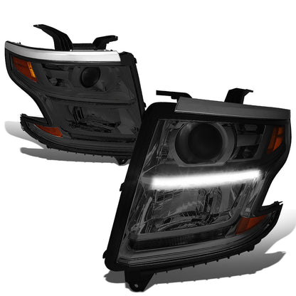 FAROS 15-17 CHEVY SUBURBAN , TAHOE 4-DOOR - PROJECTOR - LED DRL - SMOKE HOUSING / AMBER CORNER - H11 LOW BEAM / 9005 HIGH BEAM