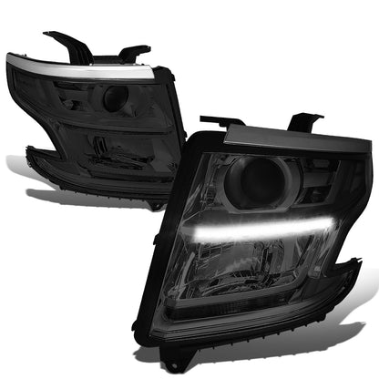 FAROS 15-17 CHEVY SUBURBAN , TAHOE 4-DOOR - PROJECTOR - LED DRL - SMOKE HOUSING / CLEAR CORNER - H11 LOW BEAM / 9005 HIGH BEAM