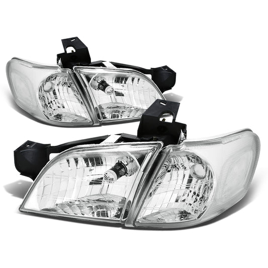 FAROS 97-05 CHEVY VENTURE / 97-04 OLDSMOBILE SILHOUETTE / 99-05 PONTIAC MONTANA / 97-99 PONTIAC TRANS SPORT 3/4-DOOR - 4PC - CHROME HOUSING / CLEAR CORNER - 9004 LOW BEAM / HIGH BEAM