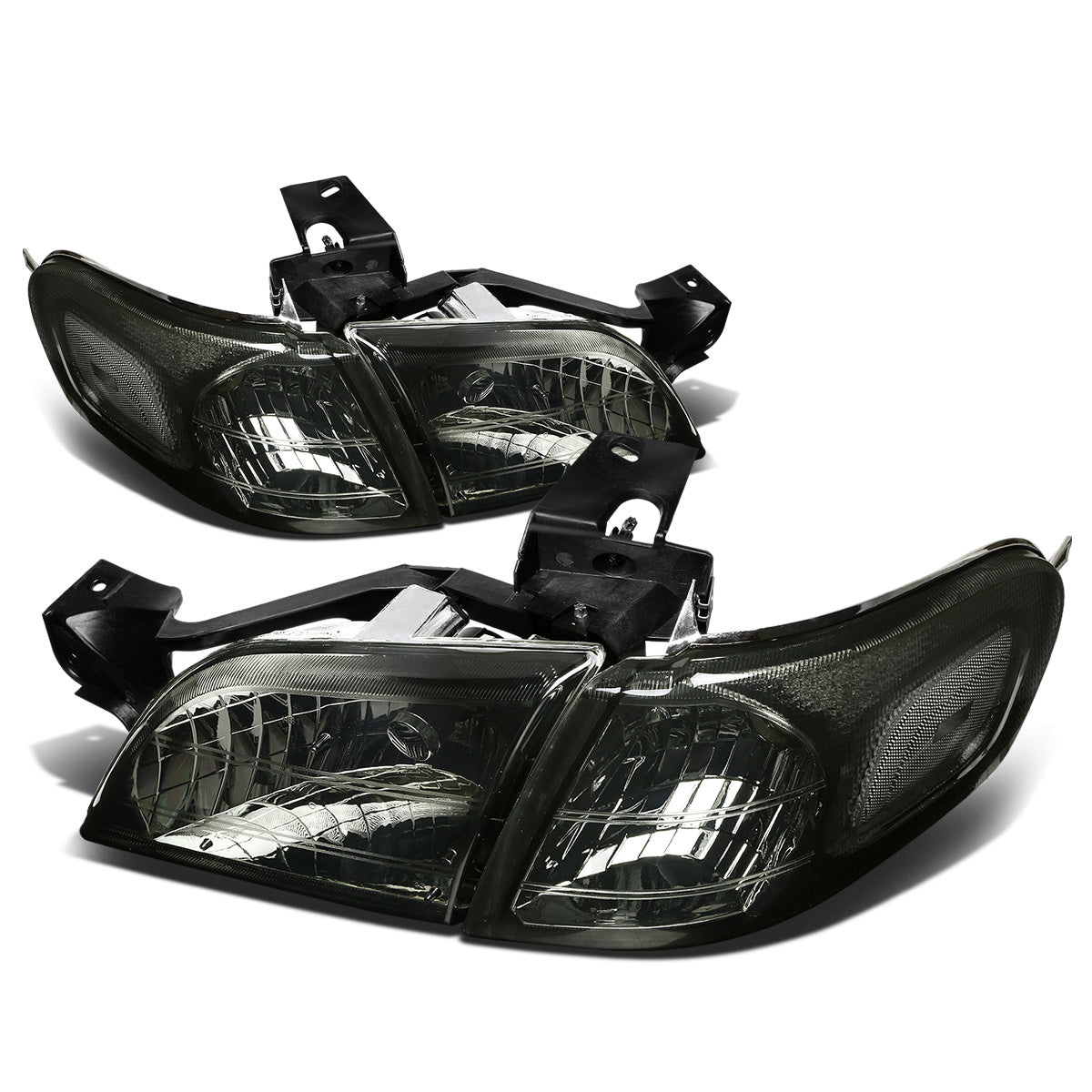 FAROS 97-05 CHEVY VENTURE / 97-04 OLDSMOBILE SILHOUETTE / 99-05 PONTIAC MONTANA / 97-99 PONTIAC TRANS SPORT 3/4-DOOR - 4PC - SMOKE HOUSING / CLEAR CORNER - 9004 LOW BEAM / HIGH BEAM