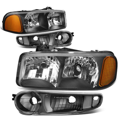 FAROS 2001 GMC SIERRA C3 / 02-06 GMC SIERRA 1500 DENALI / 07 GMC SIERRA 1500 DENALI CLASSIC / 01-06 GMC YUKON DENALI, YUKON XL 1500 DENALI - BLACK HOUSING / AMBER CORNER - 9006 LOW BEAM / 9005 HIGH BEAM