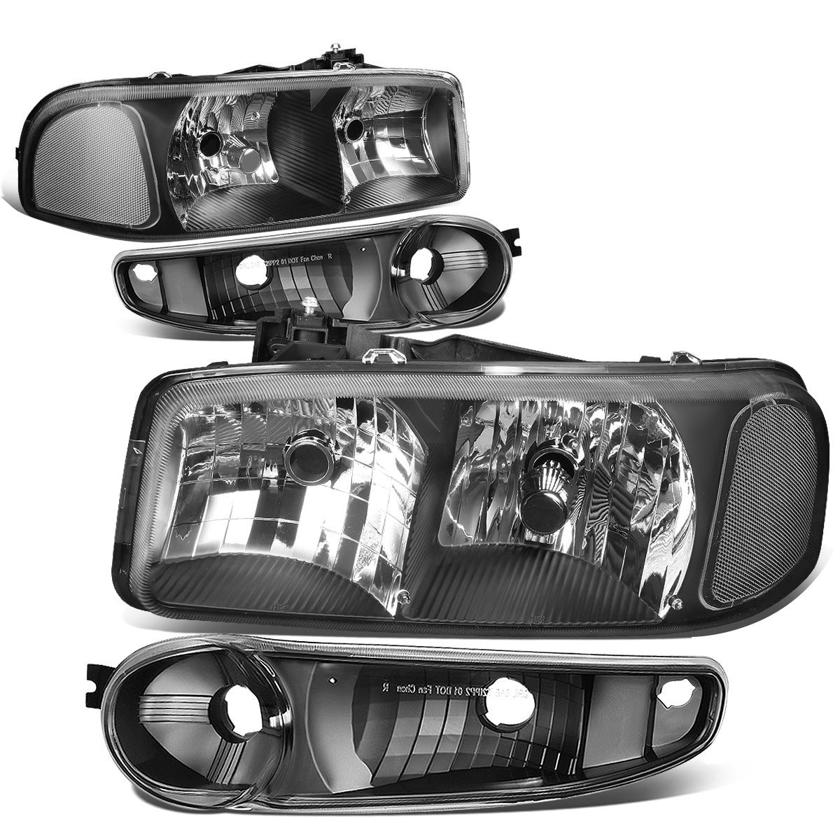 FAROS 2001 GMC SIERRA C3 / 02-06 GMC SIERRA 1500 DENALI / 07 GMC SIERRA 1500 DENALI CLASSIC / 01-06 GMC YUKON DENALI, YUKON XL 1500 DENALI - BLACK HOUSING / CLEAR CORNER - 9006 LOW BEAM / 9005 HIGH BEAM