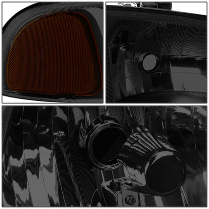 FAROS 2001 GMC SIERRA C3 / 02-06 GMC SIERRA 1500 DENALI / 07 GMC SIERRA 1500 DENALI CLASSIC / 01-06 GMC YUKON DENALI, YUKON XL 1500 DENALI - BLACK HOUSING / SMOKE LENS / AMBER CORNER - 9006 LOW BEAM / 9005 HIGH BEAM