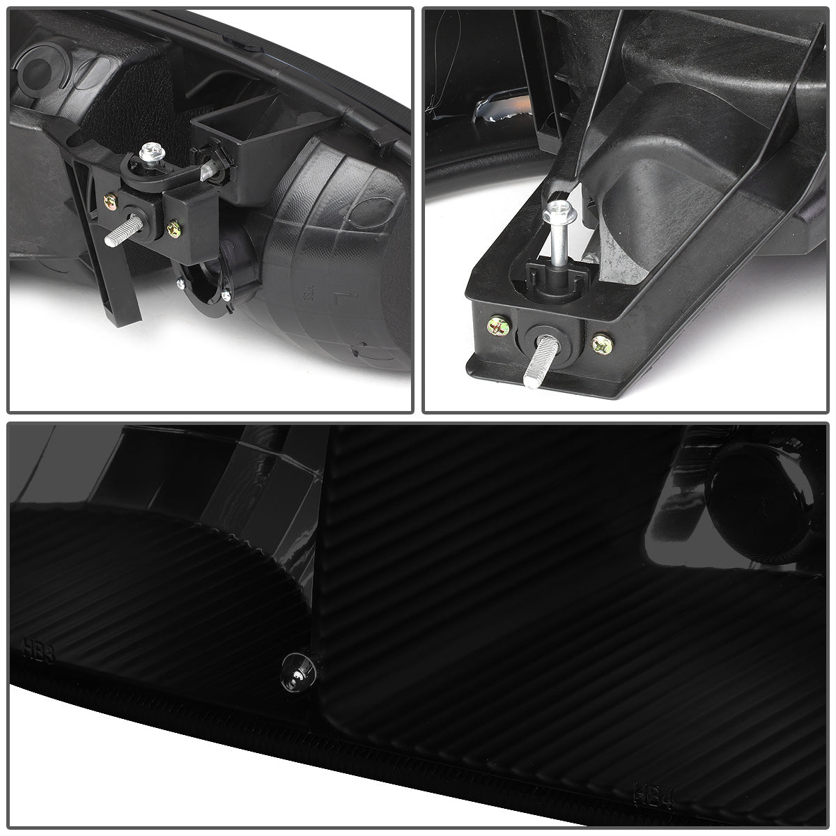 FAROS 2001 GMC SIERRA C3 / 02-06 GMC SIERRA 1500 DENALI / 07 GMC SIERRA 1500 DENALI CLASSIC / 01-06 GMC YUKON DENALI, YUKON XL 1500 DENALI - BLACK HOUSING / SMOKE LENS / AMBER CORNER - 9006 LOW BEAM / 9005 HIGH BEAM