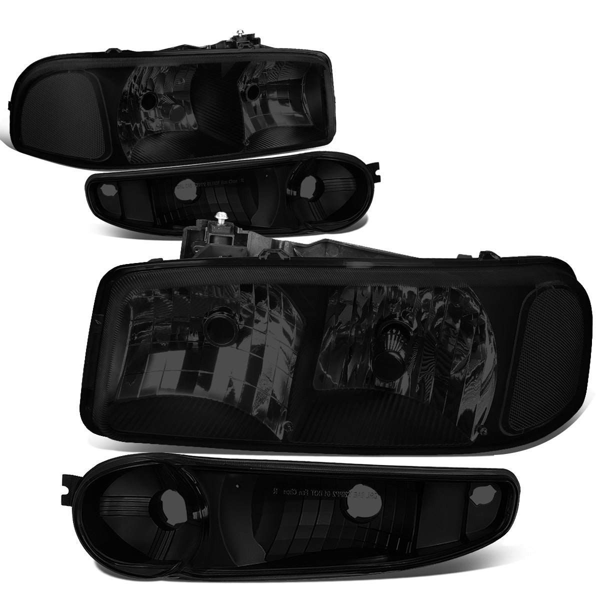 FAROS 2001 GMC SIERRA C3 / 02-06 GMC SIERRA 1500 DENALI / 07 GMC SIERRA 1500 DENALI CLASSIC / 01-06 GMC YUKON DENALI, YUKON XL 1500 DENALI - BLACK HOUSING / SMOKE LENS / CLEAR CORNER - 9006 LOW BEAM / 9005 HIGH BEAM