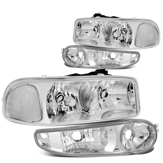 FAROS 2001 GMC SIERRA C3 / 02-06 GMC SIERRA 1500 DENALI / 07 GMC SIERRA 1500 DENALI CLASSIC / 01-06 GMC YUKON DENALI, YUKON XL 1500 DENALI - CHROME HOUSING / CLEAR CORNER - 9006 LOW BEAM / 9005 HIGH BEAM