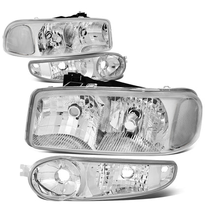 FAROS 2001 GMC SIERRA C3 / 02-06 GMC SIERRA 1500 DENALI / 07 GMC SIERRA 1500 DENALI CLASSIC / 01-06 GMC YUKON DENALI, YUKON XL 1500 DENALI - CHROME HOUSING / CLEAR CORNER - 9006 LOW BEAM / 9005 HIGH BEAM