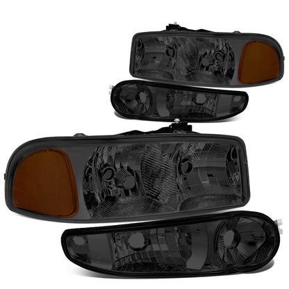FAROS 2001 GMC SIERRA C3 / 02-06 GMC SIERRA 1500 DENALI / 07 GMC SIERRA 1500 DENALI CLASSIC / 01-06 GMC YUKON DENALI, YUKON XL 1500 DENALI - SMOKE HOUSING / AMBER CORNER - 9006 LOW BEAM / 9005 HIGH BEAM