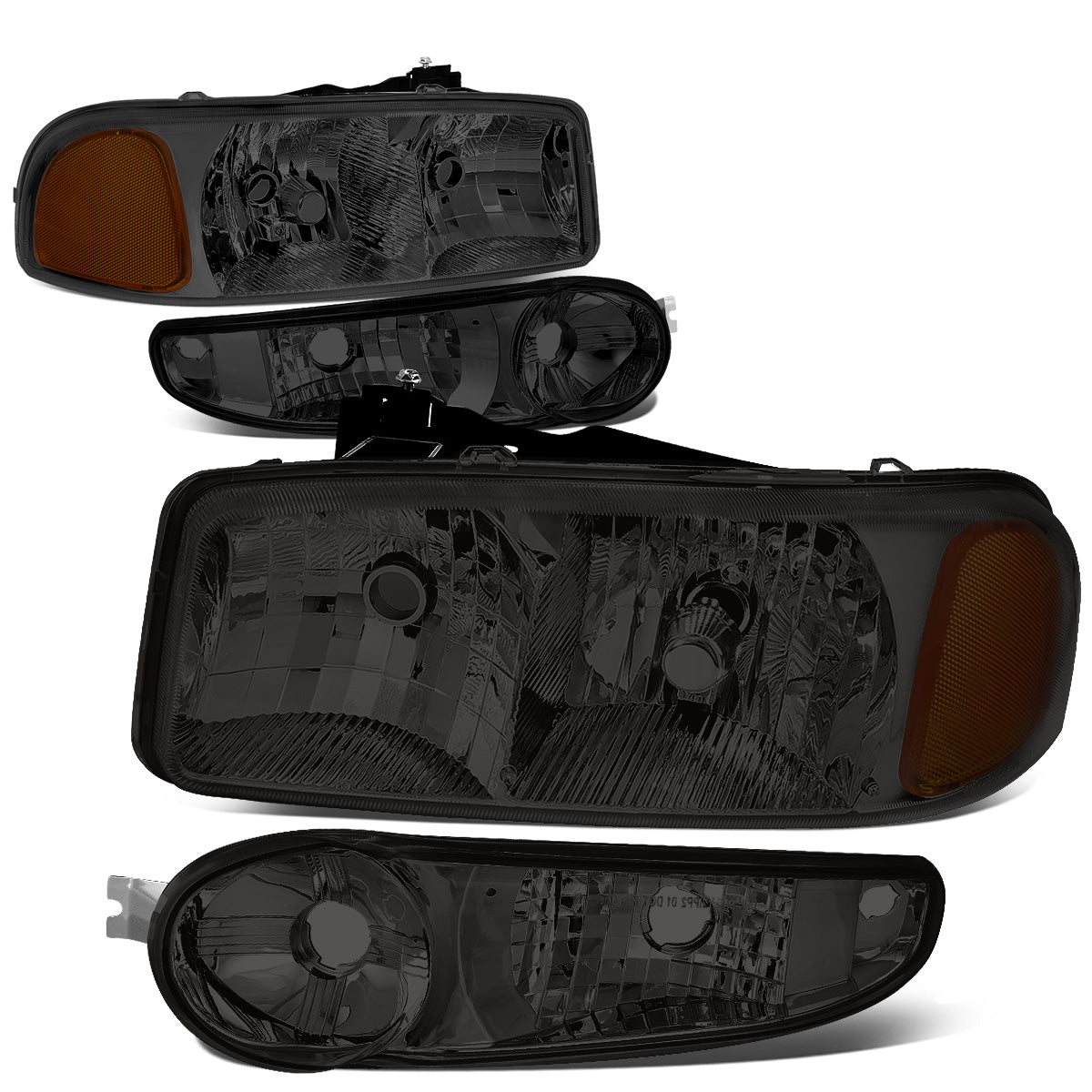 FAROS 2001 GMC SIERRA C3 / 02-06 GMC SIERRA 1500 DENALI / 07 GMC SIERRA 1500 DENALI CLASSIC / 01-06 GMC YUKON DENALI, YUKON XL 1500 DENALI - SMOKE HOUSING / AMBER CORNER - 9006 LOW BEAM / 9005 HIGH BEAM
