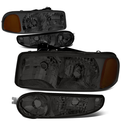 FAROS 2001 GMC SIERRA C3 / 02-06 GMC SIERRA 1500 DENALI / 07 GMC SIERRA 1500 DENALI CLASSIC / 01-06 GMC YUKON DENALI, YUKON XL 1500 DENALI - SMOKE HOUSING / AMBER CORNER - 9006 LOW BEAM / 9005 HIGH BEAM