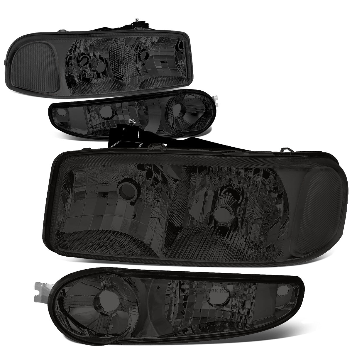 FAROS 2001 GMC SIERRA C3 / 02-06 GMC SIERRA 1500 DENALI / 07 GMC SIERRA 1500 DENALI CLASSIC / 01-06 GMC YUKON DENALI, YUKON XL 1500 DENALI - SMOKE HOUSING / CLEAR CORNER - 9006 LOW BEAM / 9005 HIGH BEAM
