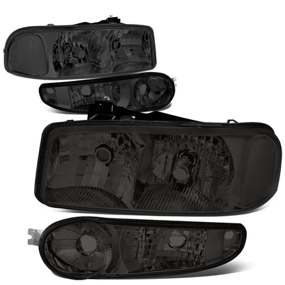 FAROS 2001 GMC SIERRA C3 / 02-06 GMC SIERRA 1500 DENALI / 07 GMC SIERRA 1500 DENALI CLASSIC / 01-06 GMC YUKON DENALI, YUKON XL 1500 DENALI - SMOKE HOUSING / CLEAR CORNER - 9006 LOW BEAM / 9005 HIGH BEAM