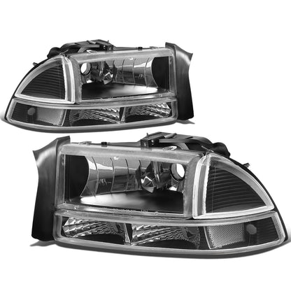 FAROS 97-04 DODGE DAKOTA / 98-04 DURANGO 2/4-DOOR - 4PC - BLACK HOUSING / CLEAR CORNER - 9007 LOW BEAM / HIGH BEAM