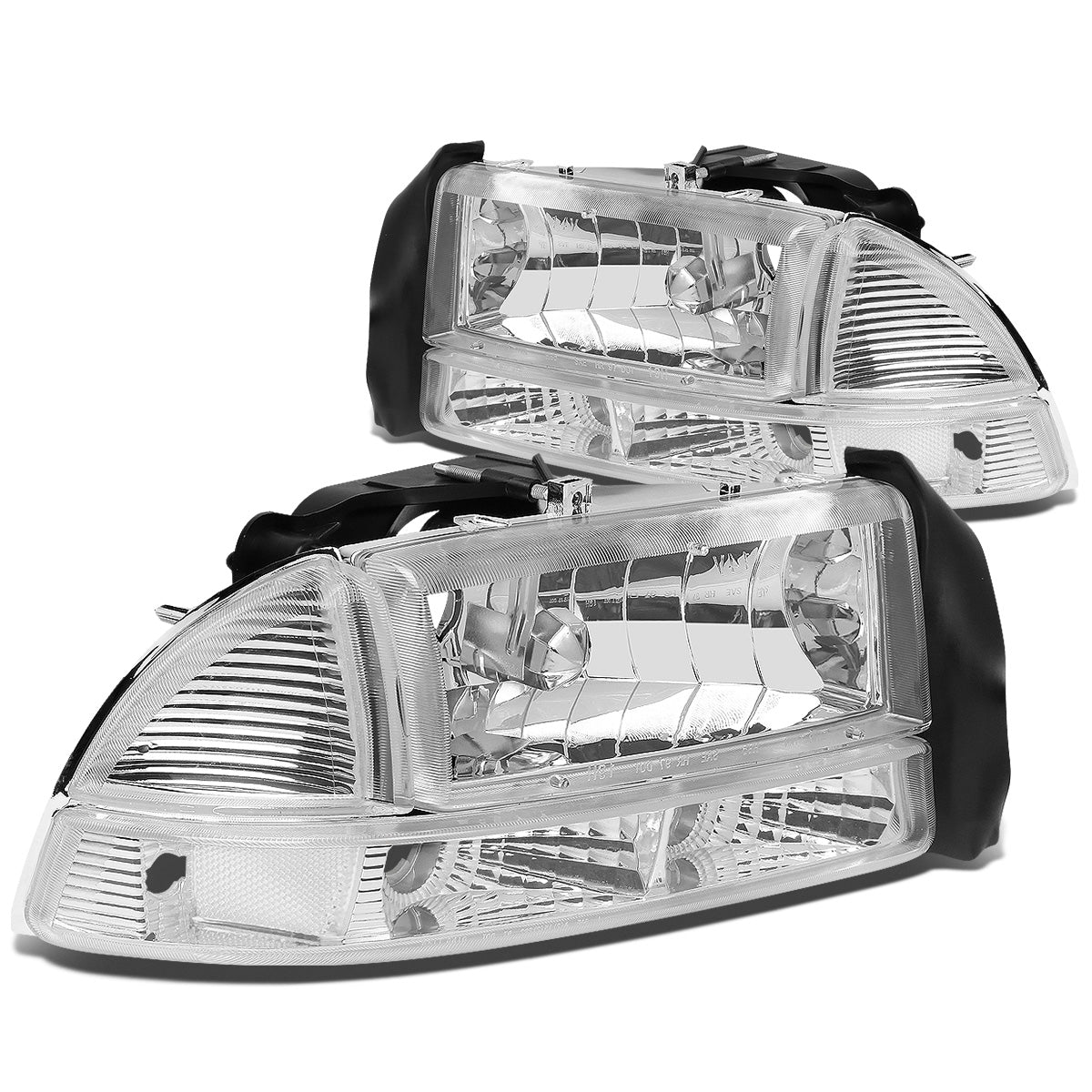 FAROS 97-04 DODGE DAKOTA / 98-04 DURANGO 2/4-DOOR - 4PC - CHROME HOUSING / CLEAR CORNER - 9007 LOW BEAM / HIGH BEAM