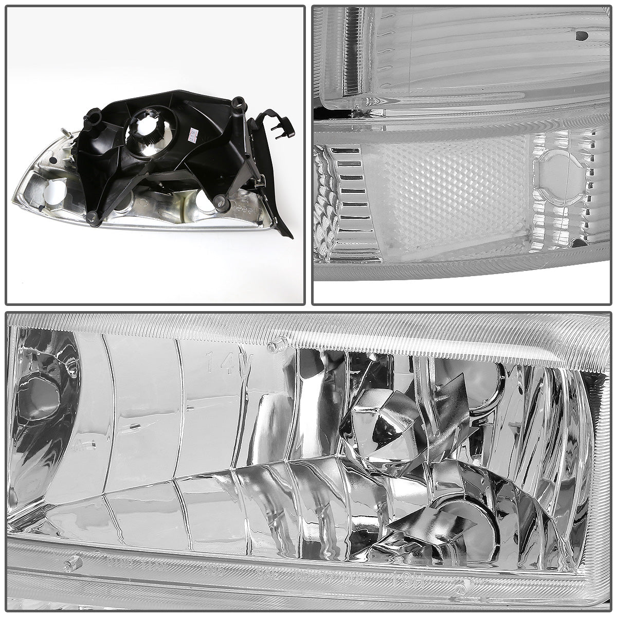 FAROS 97-04 DODGE DAKOTA / 98-04 DURANGO 2/4-DOOR - 4PC - CHROME HOUSING / CLEAR CORNER - 9007 LOW BEAM / HIGH BEAM