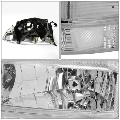 FAROS 97-04 DODGE DAKOTA / 98-04 DURANGO 2/4-DOOR - 4PC - CHROME HOUSING / CLEAR CORNER - 9007 LOW BEAM / HIGH BEAM