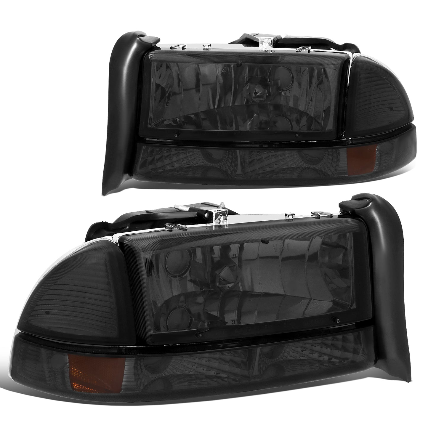 FAROS 97-04 DODGE DAKOTA / 98-04 DURANGO 2/4-DOOR - 4PC - SMOKE HOUSING / AMBER CORNER - 9007 LOW BEAM / HIGH BEAM
