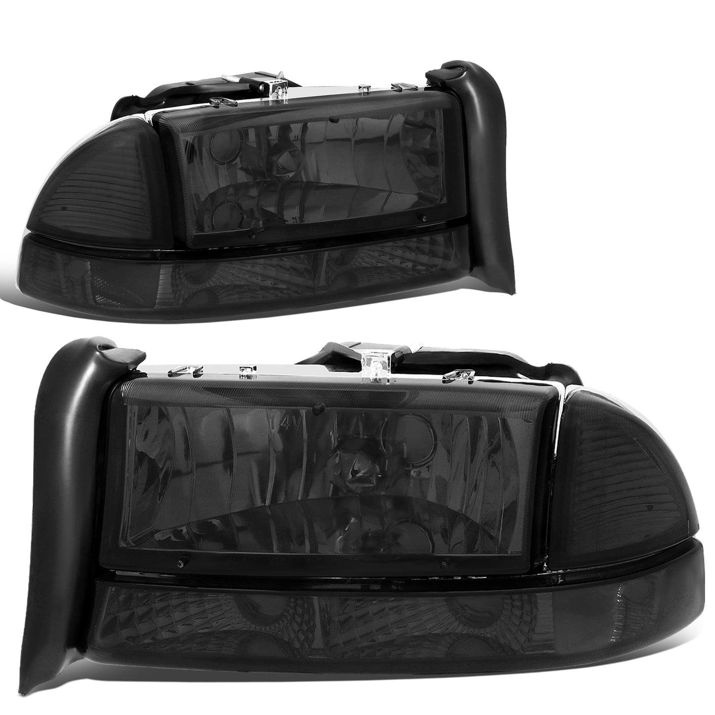 FAROS 97-04 DODGE DAKOTA / 98-04 DURANGO 2/4-DOOR - 4PC - SMOKE HOUSING / CLEAR CORNER - 9007 LOW BEAM / HIGH BEAM