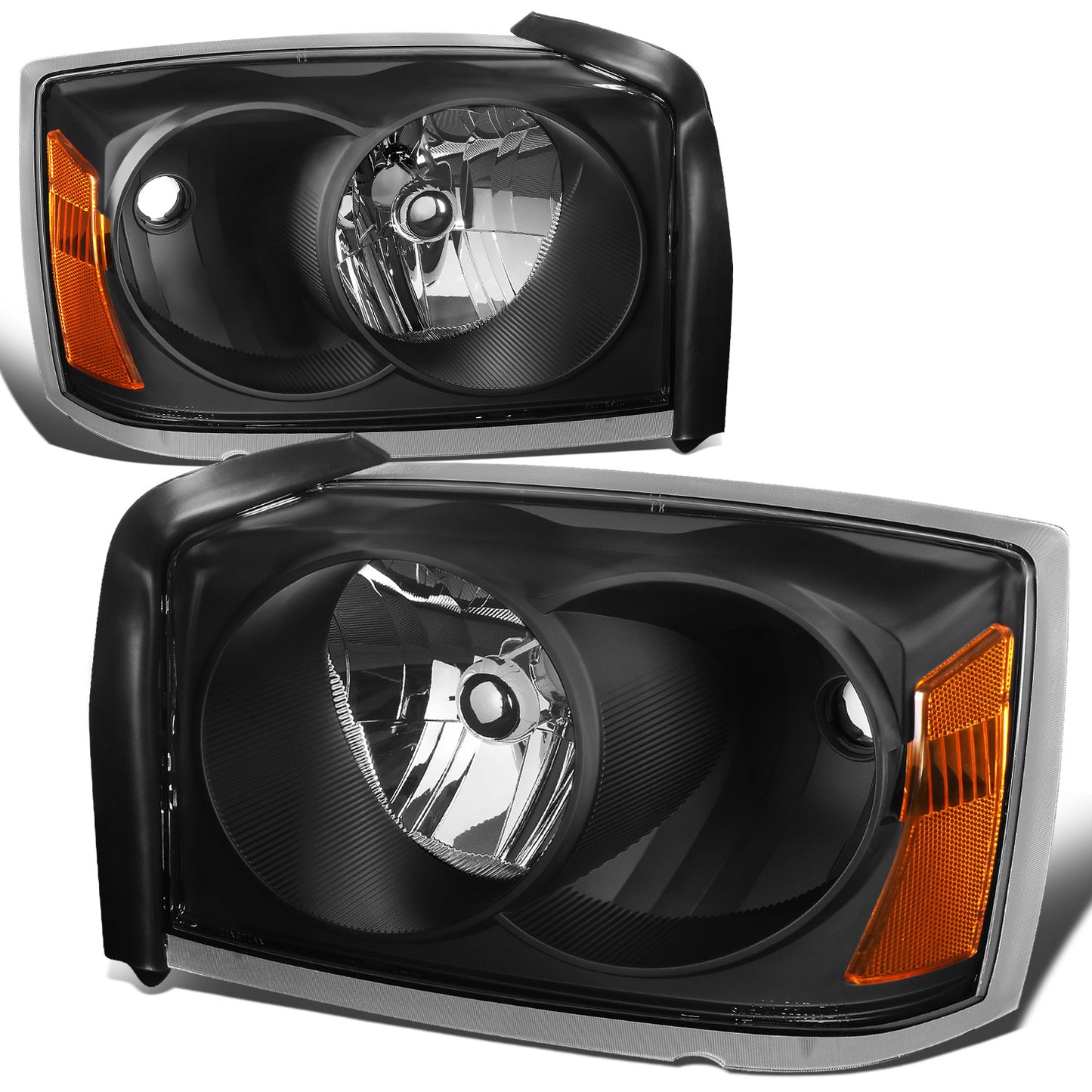FAROS 05-07 DODGE DAKOTA - OE STYLE - BLACK HOUSING / AMBER CORNER - H13 LOW BEAM / HIGH BEAM