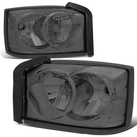 FAROS 05-07 DODGE DAKOTA - OE STYLE - CHROME HOUSING / SMOKED LENS / CLEAR CORNER - H13 LOW BEAM / HIGH BEAM