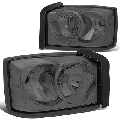 FAROS 05-07 DODGE DAKOTA - OE STYLE - CHROME HOUSING / SMOKED LENS / CLEAR CORNER - H13 LOW BEAM / HIGH BEAM
