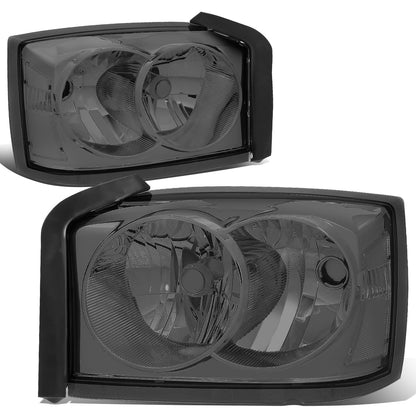 FAROS 05-07 DODGE DAKOTA - OE STYLE - CHROME HOUSING / SMOKED LENS / CLEAR CORNER - H13 LOW BEAM / HIGH BEAM