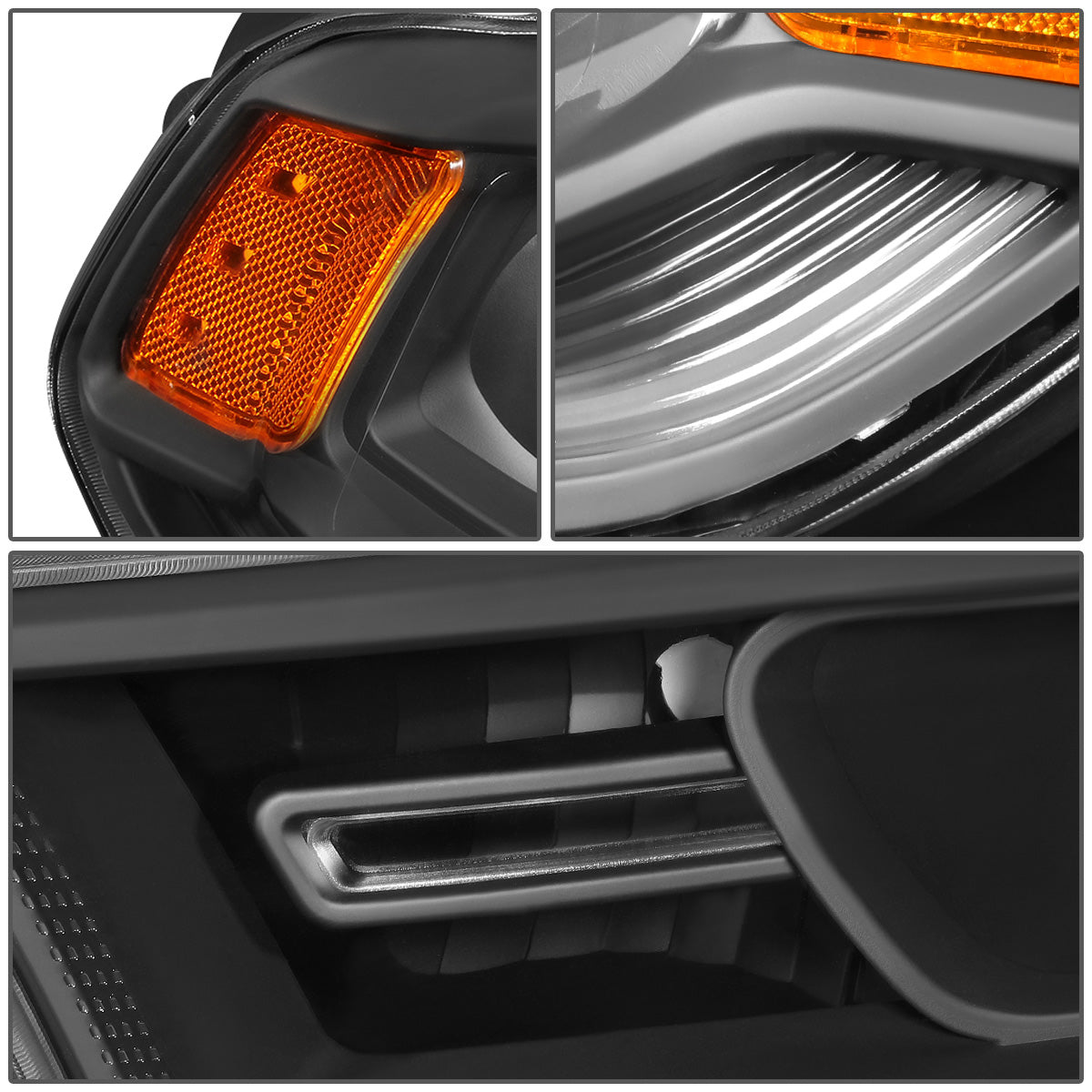 FAROS 14-20 DODGE DURANGO - FITS MODELS WITH HALOGEN HEADLIGHTS WITHOUT LED DRL ONLY - PROJECTOR LOW BEAM - BLACK HOUSING / AMBER CORNER - 9005 HIGH / LOW BEAM