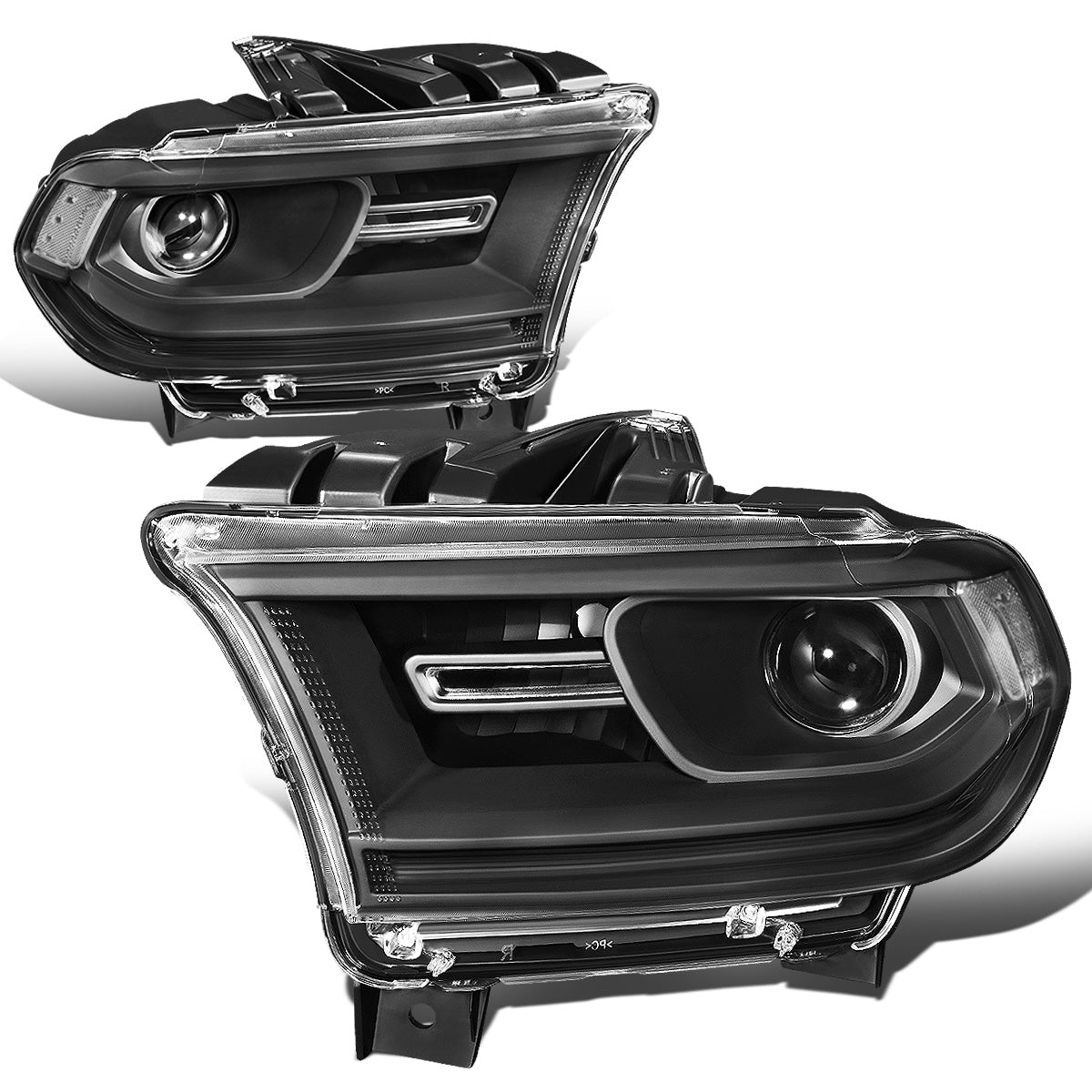 FAROS 14-20 DODGE DURANGO - FITS MODELS WITH HALOGEN HEADLIGHTS WITHOUT LED DRL ONLY - PROJECTOR LOW BEAM - BLACK HOUSING / CLEAR CORNER - 9005 HIGH / LOW BEAM
