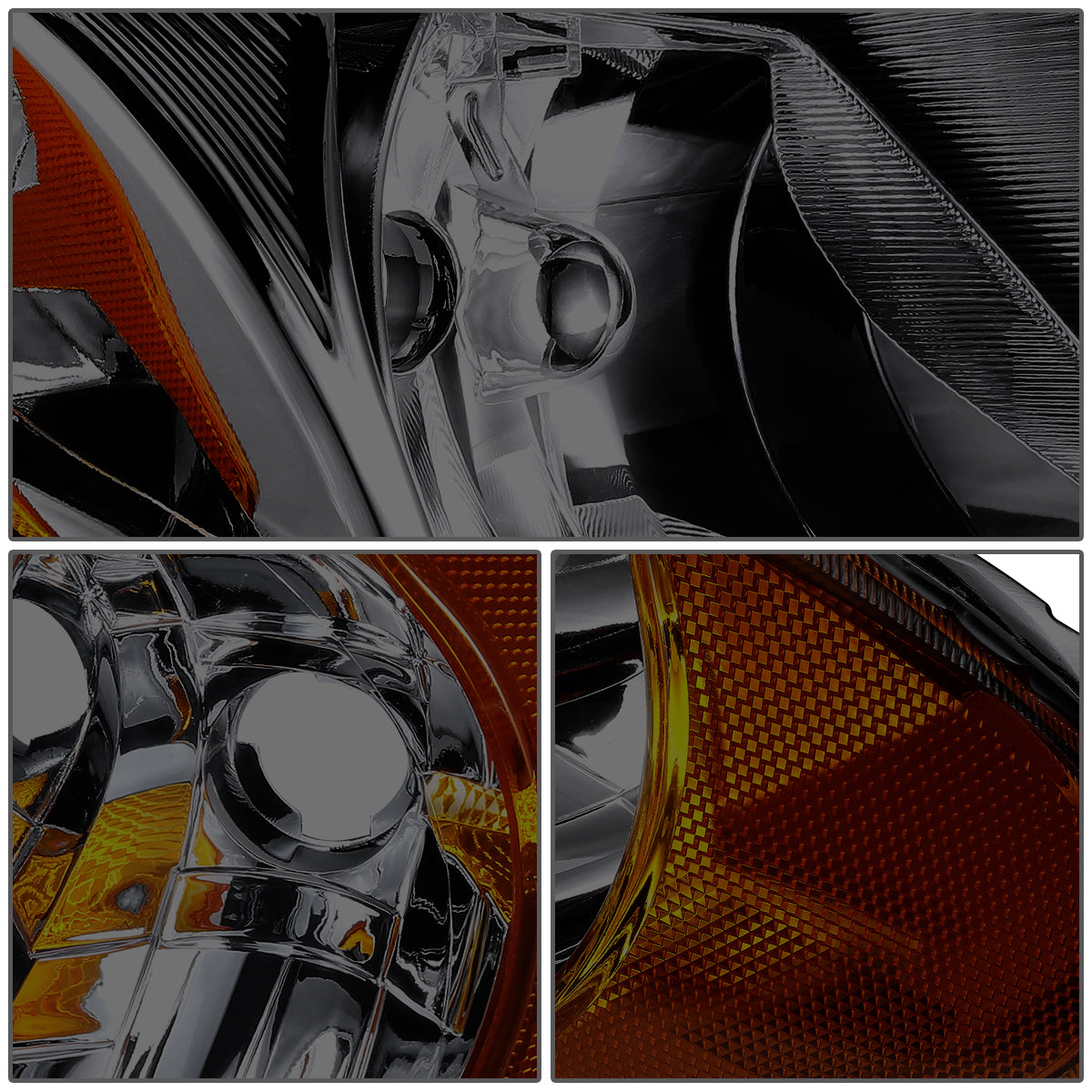 FAROS 01-07 CHRYSLER TOWN & COUNTRY / 01-07 DODGE CARAVAN / 01-07 DODGE GRAND CARAVAN / 01-03 CHRYSLER VOYAGER - FIT MODELS WITH 113 WHEEL BASE ONLY - OE STYLE - CHROME HOUSING / SMOKED LENS / AMBER CORNER - 9007 LOW BEAM / HIGH BEAM