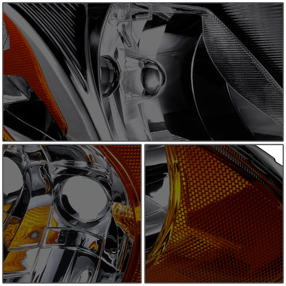 FAROS 01-07 CHRYSLER TOWN & COUNTRY / 01-07 DODGE CARAVAN / 01-07 DODGE GRAND CARAVAN / 01-03 CHRYSLER VOYAGER - FIT MODELS WITH 113 WHEEL BASE ONLY - OE STYLE - CHROME HOUSING / SMOKED LENS / AMBER CORNER - 9007 LOW BEAM / HIGH BEAM