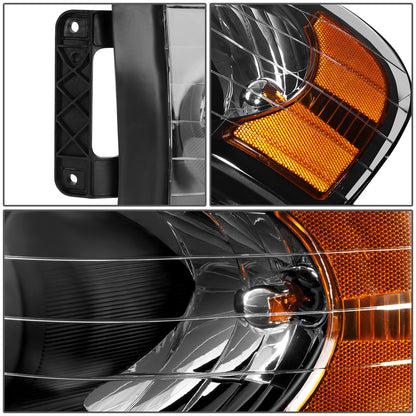 FAROS 02-05 DODGE RAM 1500 / 03-05 RAM 2500 , 3500 2/4-DOOR - BLACK HOUSING / AMBER CORNER - 9007 LOW BEAM / HIGH BEAM